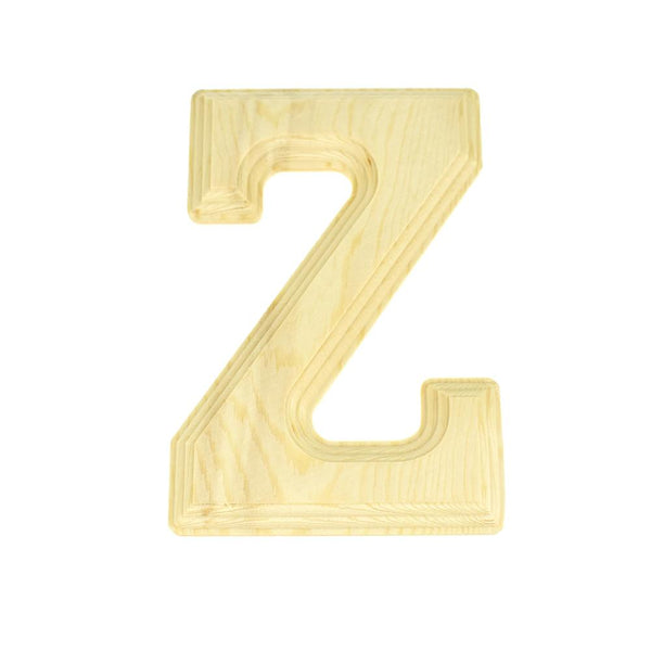 Pine Wood Beveled Wooden Letter Z, Natural, 5-13/16-Inch