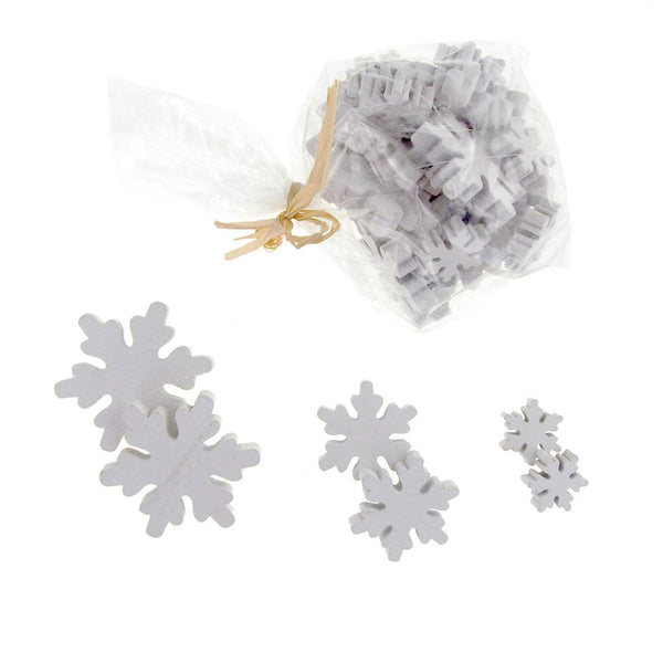 Christmas Snowflake Wooden Cutouts, White, 3 Sizes, 30 Piece