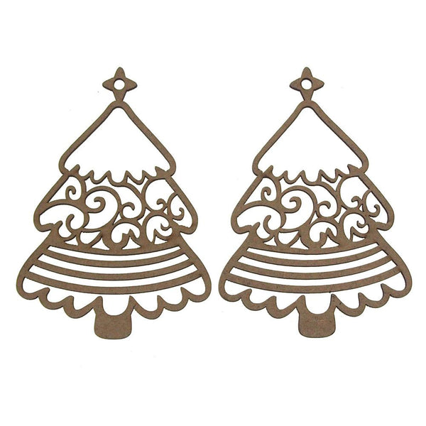 Cute Christmas Tree Laser Cut Christmas Ornaments, 4-Inch, 2-Piece