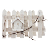 Christmas Snowed Wood Picket Fence Decoration, White, 20-Inch x 8-Inch