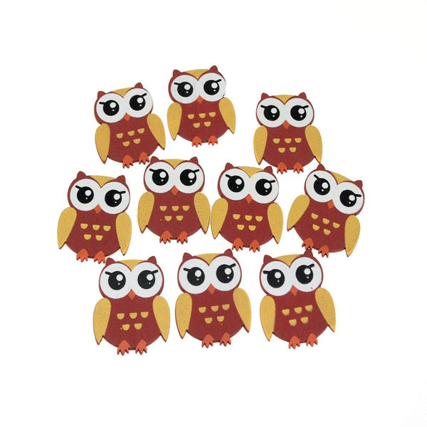 Small Owl Animal Wooden Baby Favors, 1-1/4-Inch, 10-Piece, Brown