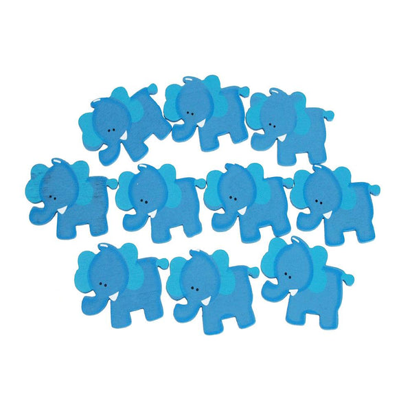 Small Elephant Animal Wooden Baby Favors, 1-1/4-Inch, 10-Piece, Blue