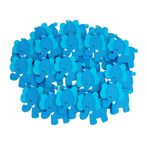 Small Elephant Animal Wooden Baby Favors, 1-1/4-Inch, 25-Piece, Blue