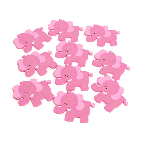 Small Elephant Animal Wooden Baby Favors, 1-1/4-Inch, 10-Piece, Pink