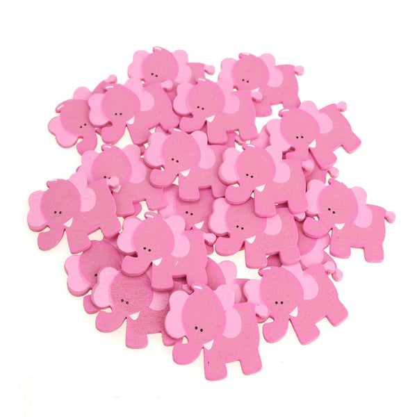 Small Elephant Animal Wooden Baby Favors, 1-1/4-Inch, 25-Piece, Pink