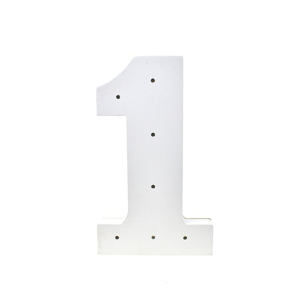 Wooden LED Number 1, White, 11-1/2-Inch