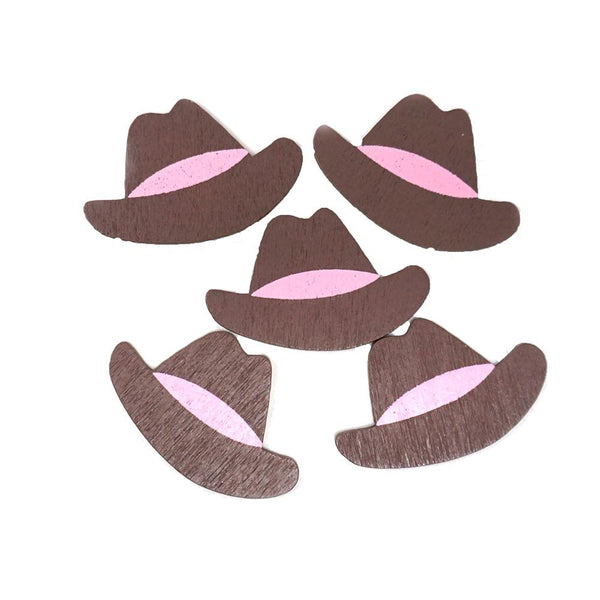 Small Cowboy Hat Wooden Favors, 1-1/2-Inch, 100-Count, Pink