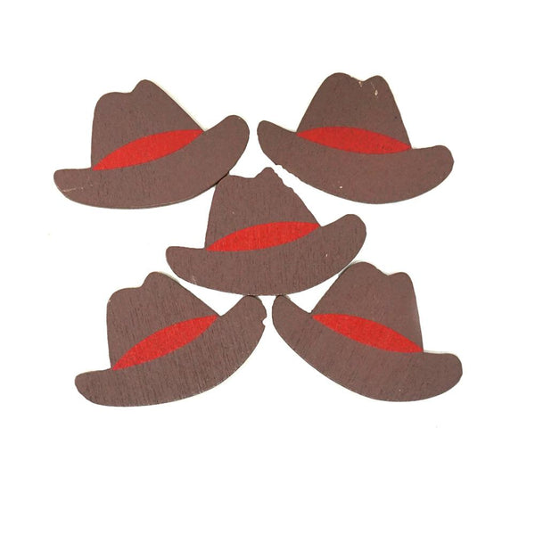 Small Cowboy Hat Wooden Favors, 1-1/2-Inch, 100-Count, Red