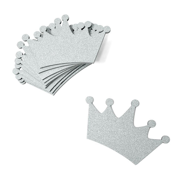 Large Crown Wooden Baby Favors, 4-1/2-Inch, Silver