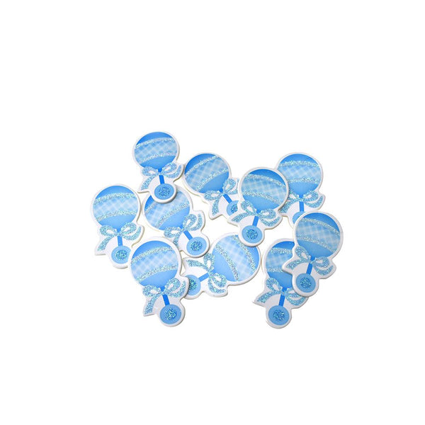 Wooden Rattle Baby Shower Favor Stickers, 1-3/4-Inch, 10-Count, Blue