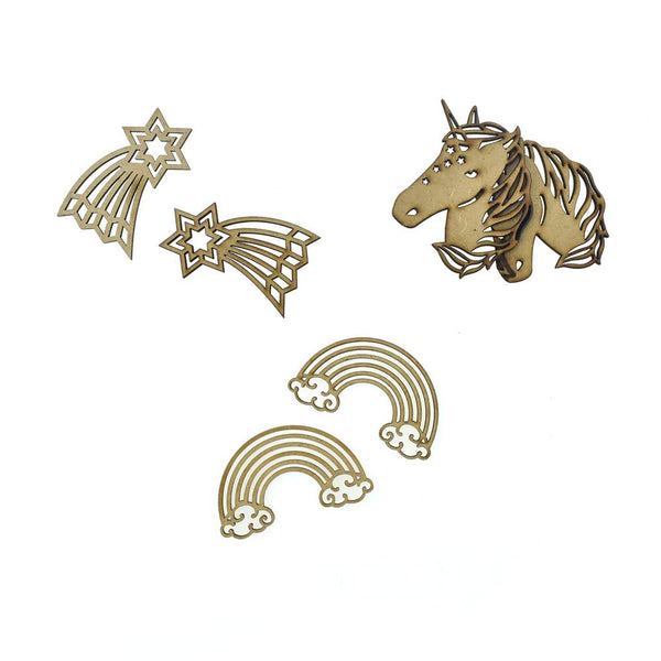 Unicorn Laser-Cut Ornate Wood Shapes, Natural, 6-Count