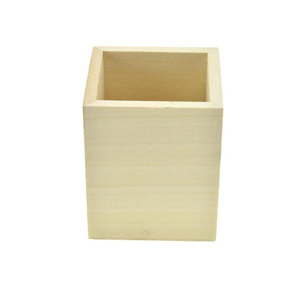 DIY Wooden Craft Stationary Square Container, 3-1/4-Inch