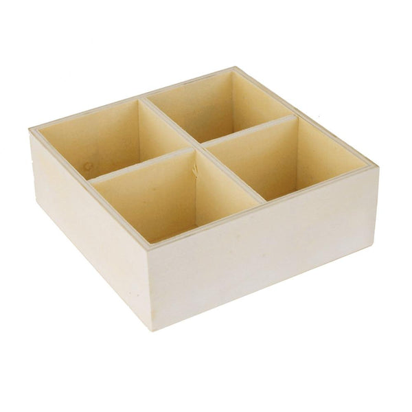 Desk Caddy 4-Compartment Wooden Box, 5-1/4-Inch