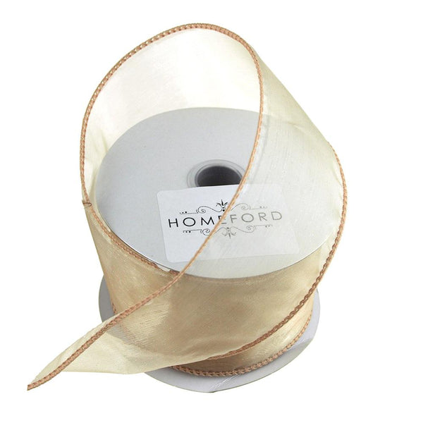 Sheer Organza Wired Edge Ribbon, 2-1/2-Inch, 10 Yards, Toffee