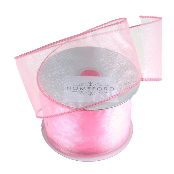 Sheer Organza Wired Edge Ribbon, 2-1/2-Inch, 10 Yards, Light Pink