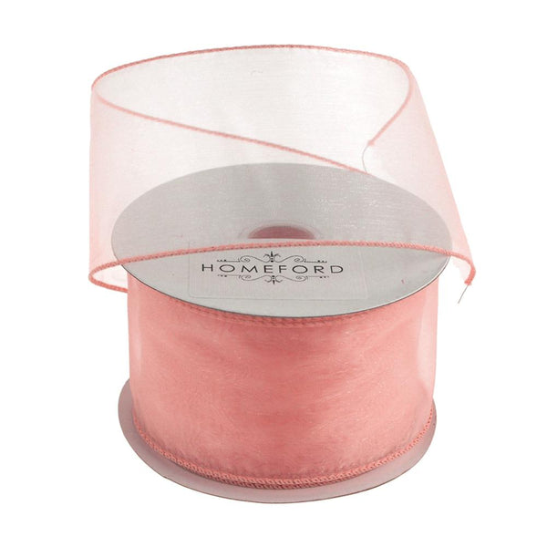 Sheer Organza Wired Edge Ribbon, 1-1/2-Inch, 10 Yards, Blush