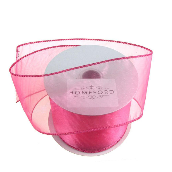 Sheer Organza Wired Edge Ribbon, 2-1/2-Inch, 10 Yards, Hot Pink