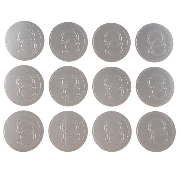 Wedding Ring Print Seal Stickers, 1-inch, 100-Count, Silver