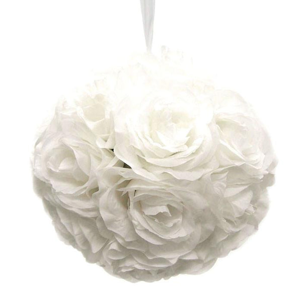 Silk Flower Kissing Balls Wedding Centerpiece, 10-inch, White