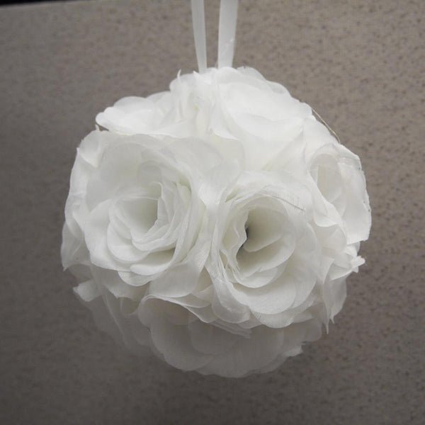 Silk Flower Kissing Balls Wedding Centerpiece, 6-inch, White