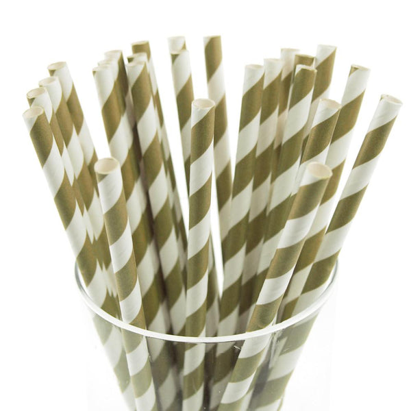 Candy Striped Paper Straws, 7-3/4-inch, 25-Piece, Willow/White