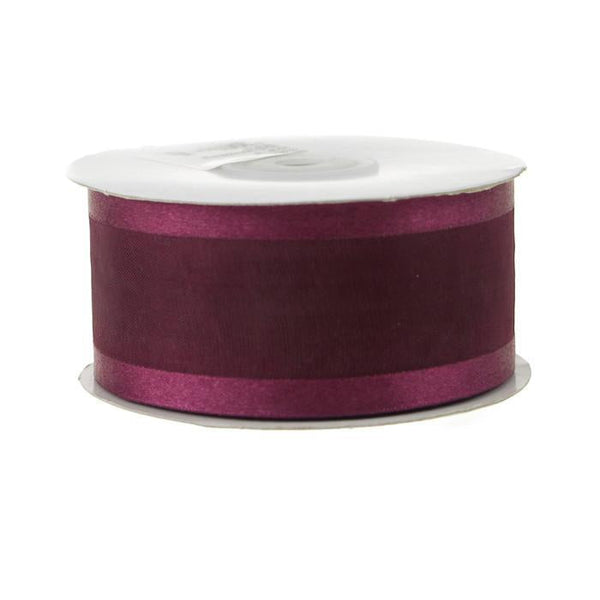 Satin-edge Sheer Organza Ribbon, 1-1/2-inch, 25-yard, Wine