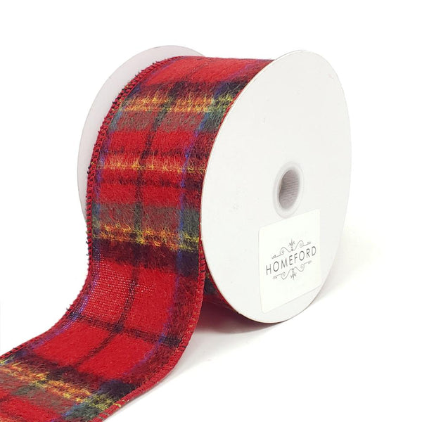 Christmas Flannel Plaid Wired Edge Ribbon, 2-1/2-Inch, 10-Yard, Red/Blue/Green