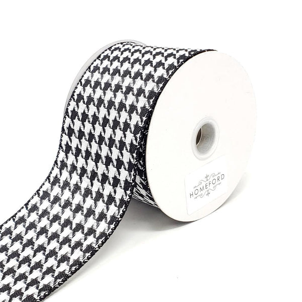 Christmas Houndstooth Woven Wired Ribbon, 2-1/2-Inch, 10-Yard, Black/White