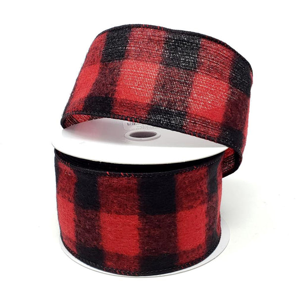 Christmas Buffalo Brushed Soft Wired Ribbon, 2-1/2-Inch, 10-Yard, Black/Red