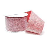 Christmas Glitter Frosted Polyester Wired Ribbon, 10-Yard