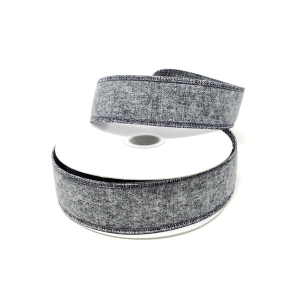 Christmas Soft Brushed Linen Wired Ribbon, 1-1/2-Inch, 10-Yard, Charcoal