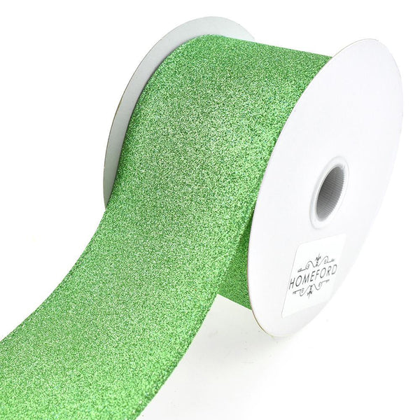 Christmas Flat Glitter Wired Edge Ribbon, 2-1/2-Inch, 10-Yard