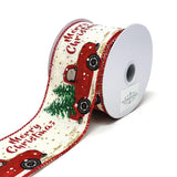 "Merry Christmas" Red Truck Linen Ribbon, 2-1/2-Inch, 10-Yard