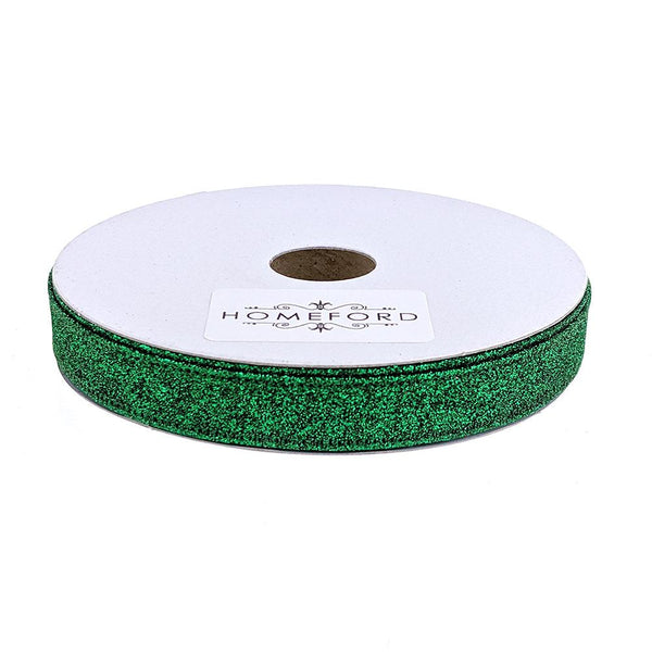 Sparkling Glitter Wired Ribbon, Emerald, 5/8-Inch, 10-Yard