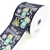 Cozy Christmas Mittens and Script Linen Wired Ribbon, 2-1/2-Inch, 10-Yard