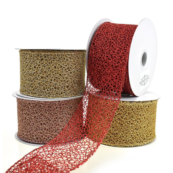 Glitter Webbing Wired Ribbon, 2-1/2-Inch, 10-Yard