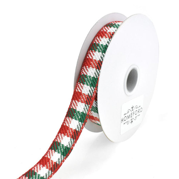 Christmas Woven Buffalo Plaid Ribbon, Red/Green, 7/8-Inch, 10-Yard