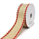 Checkered Edge Linen Wired Edge Christmas Ribbon, 1-1/2-Inch, 10-Yard