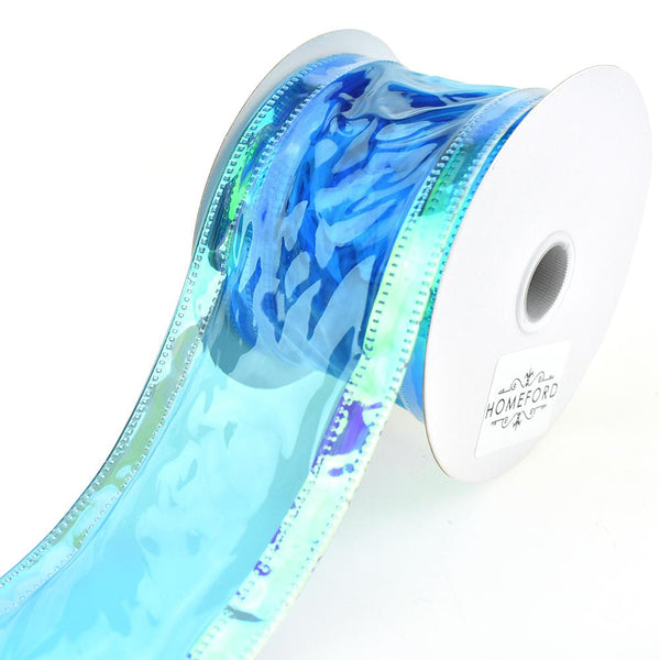 Jelly Plastic Iridescent Edge Neon Wired Ribbon, 2-1/2-Inch, 10-Yard, Turquoise