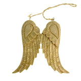 Large Hanging Wooden Angel Wings Christmas Tree Ornament, 8-Inch