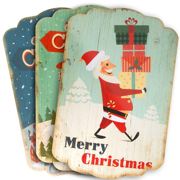 Christmas Printed Wooden Wall Plaques, 16-Inch x 24-Inch