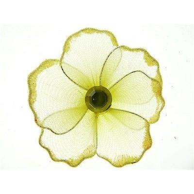 Organza Glitter Nylon, Mini Flower, 2-inch, 12-Piece, Yellow