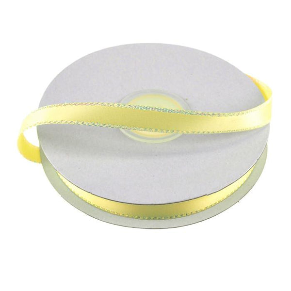 Satin Ribbon with Iridescent Edge, 3/8-Inch, 25 Yards, Yellow