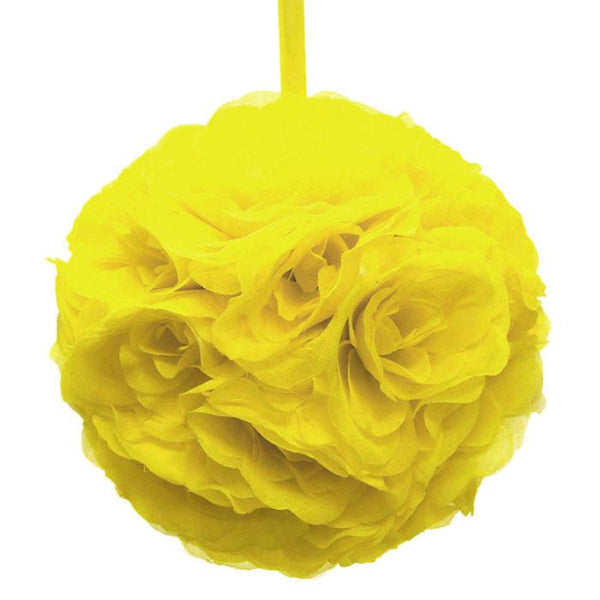 Silk Flower Kissing Balls Wedding Centerpiece, 10-inch, Yellow