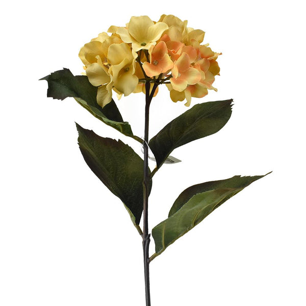 Artificial Hydrangea Flowers Spray, 26-Inch, Yellow