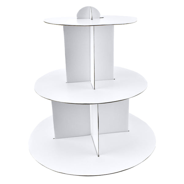 Cardboard Cupcake Holder Stand, White, 3 Tier, 12-1/4-inch