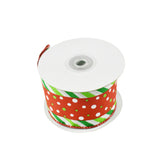 Christmas Polka Dots and Diagonal Ticking Wired Ribbon, 2-1/2-Inch, 10-Yard