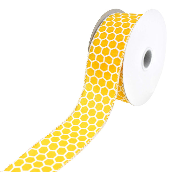 Honeycomb Patterned Satin Wired Ribbon, 1-1/2-Inch, 10-Yard