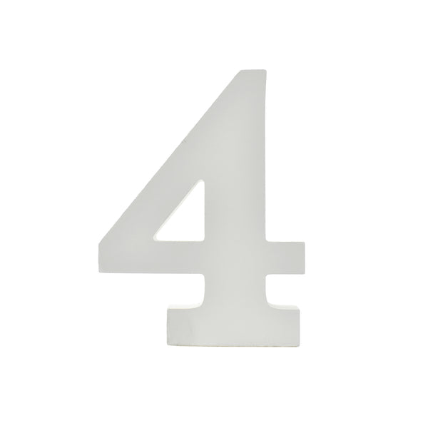 Wooden Standing Number 4, 4-3/4-Inch - White