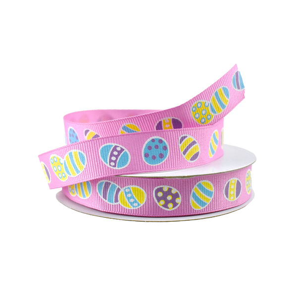 Pastel Easter Eggs Grosgrain Ribbon, 5/8-Inch, 10-Yard